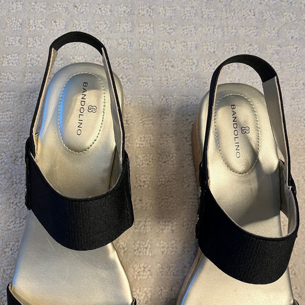 Bandolino Grace Cork Wedge Sandals Black Size 7.5 - Picture 3 of 9